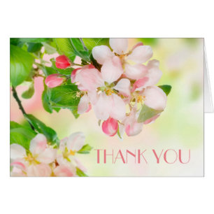 Carte de remerciements rose de branche de fleur de