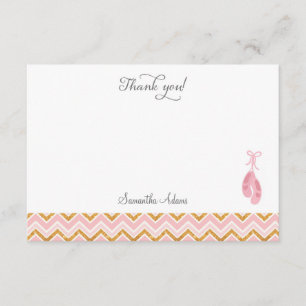 Carte de remerciements rose de chaussure de ballet