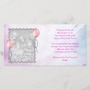 Carte de remerciements rose de ciel de bébé