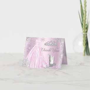 Carte de remerciements rose de diadème de robe