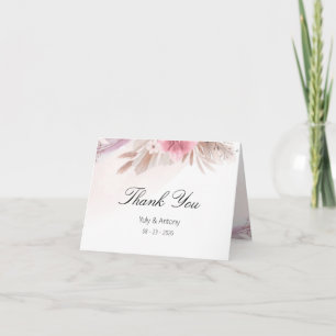 Carte De Remerciements Rose de mariage florale rose tendre Remerciement