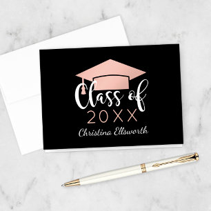 Carte De Remerciements Rose de script moderne Gold 2023 Graduation person