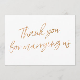 Carte De Remerciements Rose d'or "Merci pour nous épouser"