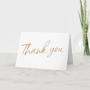 Carte De Remerciements Rose dorée lettre manuscrite Mariage "Merci"