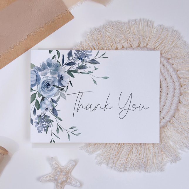 Carte De Remerciements Rose Dusty Fleurs Mariage de script (Créateur téléchargé)