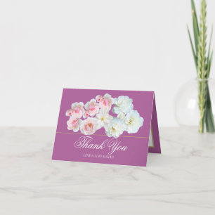 Carte De Remerciements Rose et clématite rose blanc élégant remerciement 