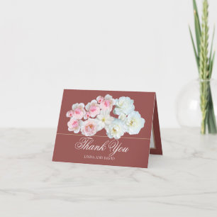 Carte De Remerciements Rose et clématite rose blanc élégant remerciement