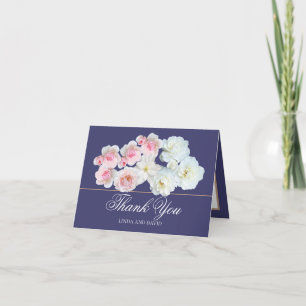 Carte De Remerciements Rose et clématite rose blanc élégant remerciement