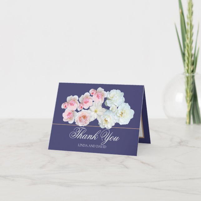 Carte De Remerciements Rose et clématite rose blanc élégant remerciement  (Devant)