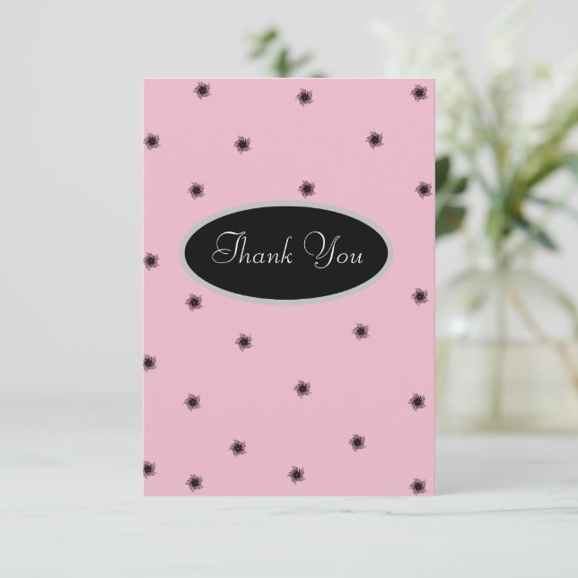 Carte De Remerciements Rose et noir (Debout devant)