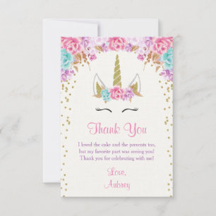 Carte de remerciements, rose et or d'anniversaire