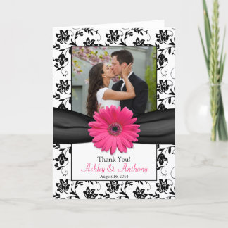 Carte De Remerciements Rose Fleur Noire Blanche Mariage Remerciements