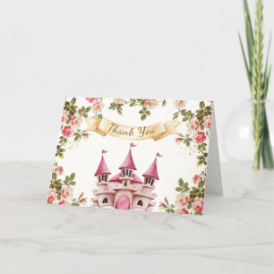 Carte De Remerciements Rose Fleur sauvage Fairytale Castle Baby shower