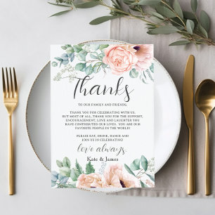 Carte De Remerciements Rose Fleurie Rose Tendre Élégant Mariage QR Partag