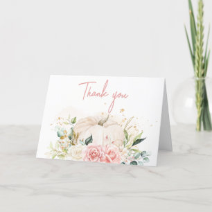 Carte De Remerciements Rose Floral Doux Petit Baby shower Citrouille