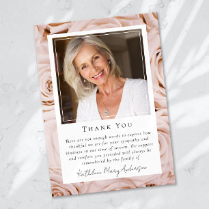 Carte De Remerciements Rose Floral photo Keepsaké funéraire Memorial