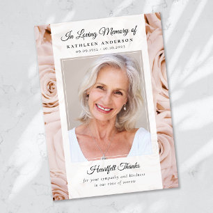 Carte De Remerciements Rose Floral photo Keepsaké funéraire Memorial