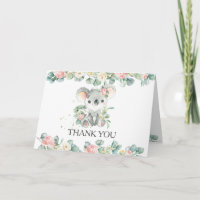 Rose Floral Vert Cute Koala Girl Baby shower
