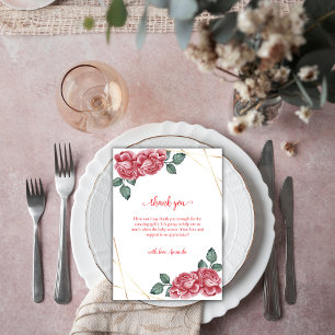 Carte De Remerciements Rose Florale Moderne Rustique Baby Shower Douce Mi