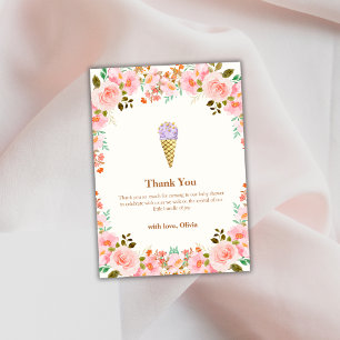 Carte De Remerciements Rose Flower Garden Scoop Baby shower de glace crèm