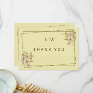 Carte De Remerciements Rose Frame – Mariage Jaune Céleste Monogramme