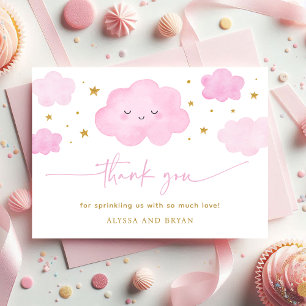 Carte De Remerciements Rose Girl Cloud Stars Baby Sprinkl