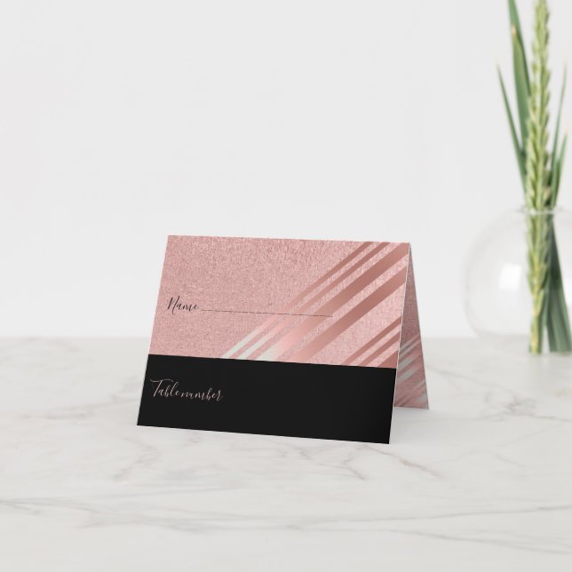 Carte De Remerciements Rose Gold Black Parties scintillant Foil Look MARI (Devant)
