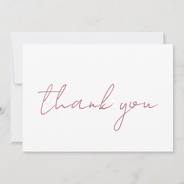 Carte De Remerciements Rose Gold Blanc Élégant Moderne Écriture Simple (Devant)
