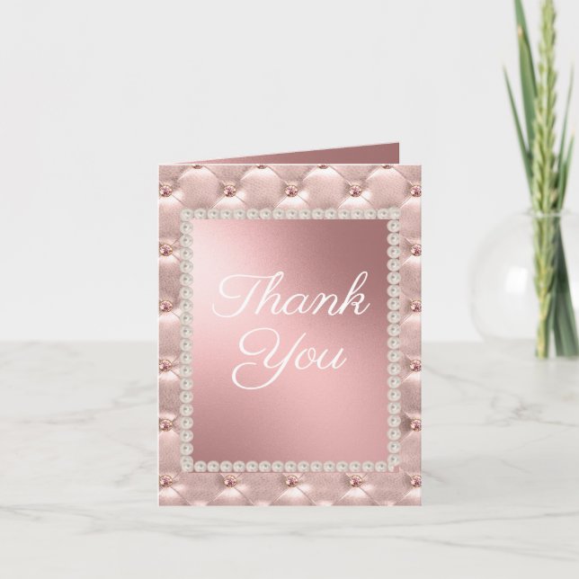 Carte De Remerciements Rose Gold Blush Rose Blanc 100e fête d'anniversair (Devant)