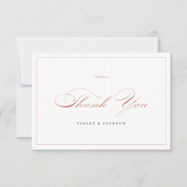 Carte De Remerciements Rose Gold Classic Élégance Script Simple (Devant)