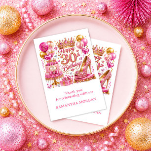 Carte De Remerciements Rose Gold Étincelle 30e Anniversaire Remerciement