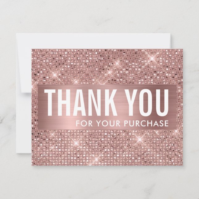 Carte De Remerciements Rose Gold Faux Shimmer & Foil (Devant)