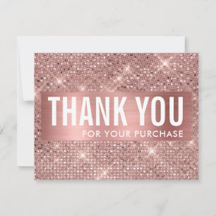 Carte De Remerciements Rose Gold Faux Shimmer & Foil