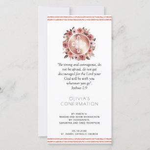 Carte De Remerciements Rose Gold Floral Confirmation Signet Faveur