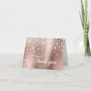 Carte De Remerciements Rose Gold Foil Diamond Confetti 50e anniversaire