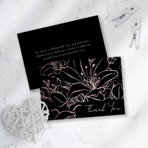 Carte De Remerciements Rose Gold Foil Line Art Floral Bridal Shower 