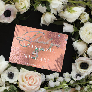 Carte De Remerciements Rose Gold Foil Luxe Glam Élégant Mariage élégant