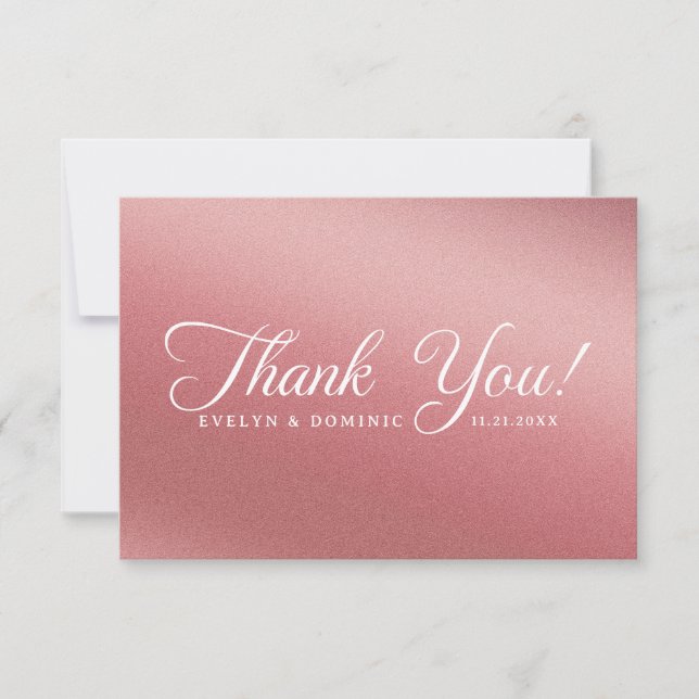 Carte De Remerciements Rose Gold Gradient Modern Minimalist Wedding (Devant)