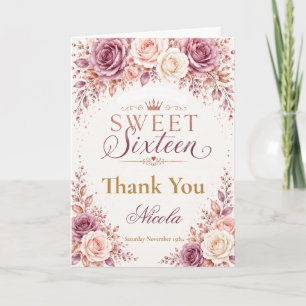 Carte De Remerciements Rose Gold Mauve Sweet Seize