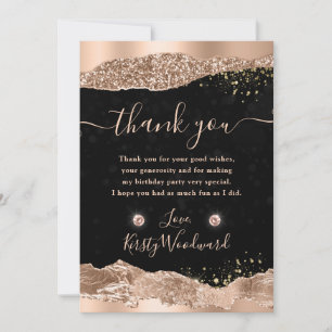 Carte De Remerciements Rose Gold Paillettes Glam Larmes Bords Anniversair