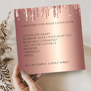 Carte De Remerciements Rose Gold Parties scintillant Drives Je suis désol