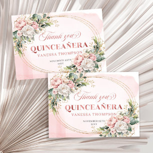 Carte De Remerciements Rose Gold Poussiéreux Rose Boho Quince Soirée Merc