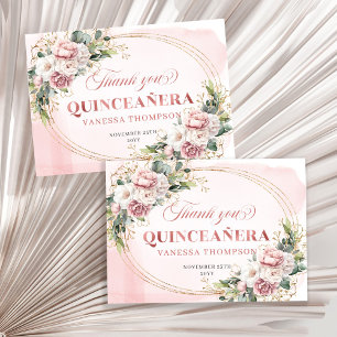 Carte De Remerciements Rose Gold Rose Pâle Botanique Bohème Quince Remerc