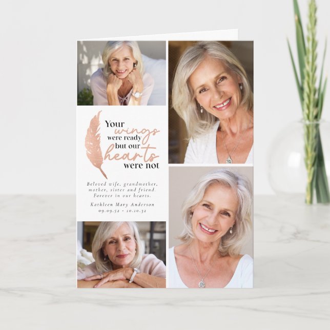 Carte De Remerciements Rose Gold Vos Ailes Étaient Prêt Photos Sympathie (Devant)