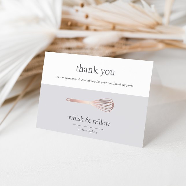 Carte De Remerciements Rose Gold Whisk | Bakery or Caterer Business (Créateur téléchargé)