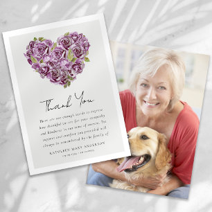 Carte De Remerciements Rose Heart Floral Photo Sympathy Funérailles