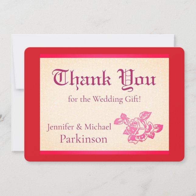 Carte de remerciements Rose imprimé (Devant)