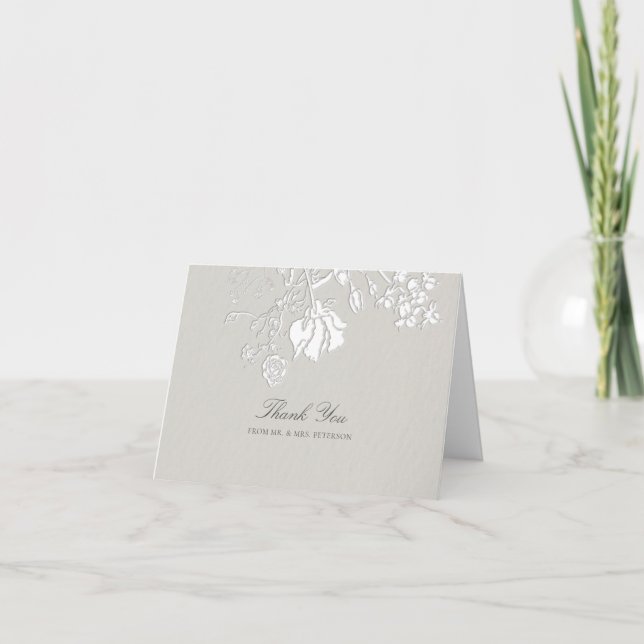 Carte De Remerciements Rose Ivory Sonnet Formel Mariage Classique Éthéré (Devant)