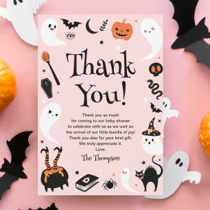 Carte De Remerciements Rose Little Boo Halloween Baby Shower Fille