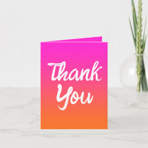 Carte De Remerciements Rose Magenta Rose Clair Orange Ombre Pinceau Scrip
